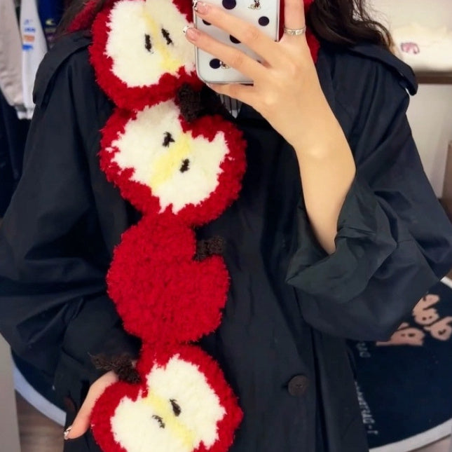 Autumn And Winter New Christmas Apple Stitching Scarf Finished Product