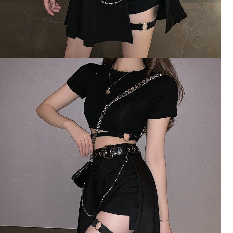 WLS Chain Decoration Irregular Skirt