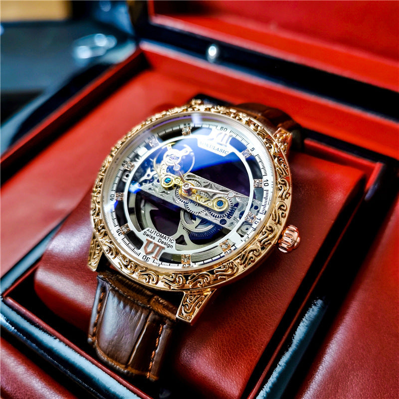 Automatic Mechanical Men's Watch Double-sided Hollow Waterproof