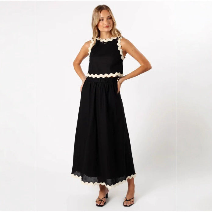 Women's Fashion Sleeveless Top And Skirt Two-Piece Set