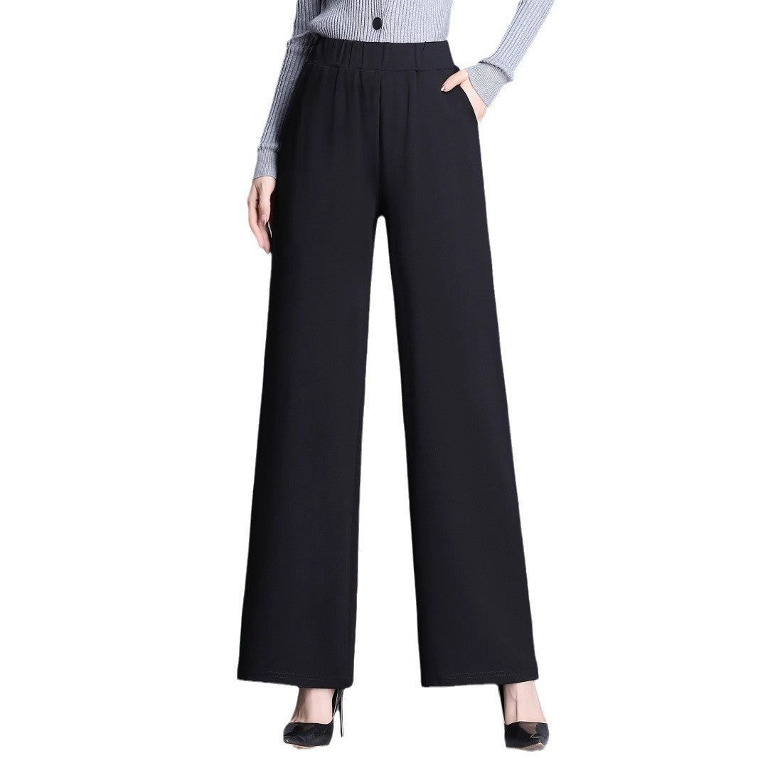 Elastic-waist Versatile Straight-leg Trousers For Commuting