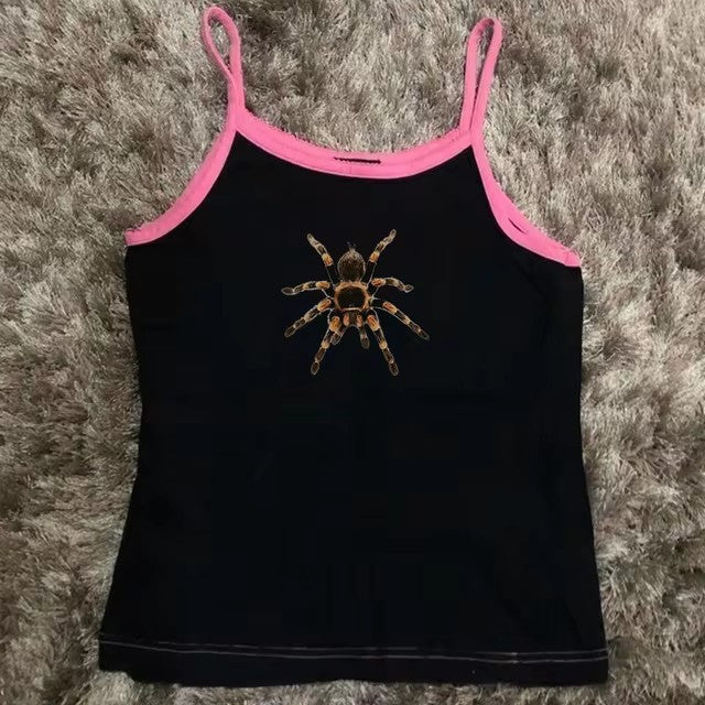 Cute Spider Print Pattern Lace White Lace American Style