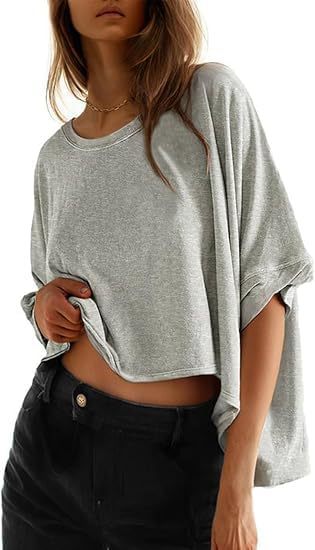 Solid-color Loose-fitting Short-sleeve Pullover With A Crew Neck