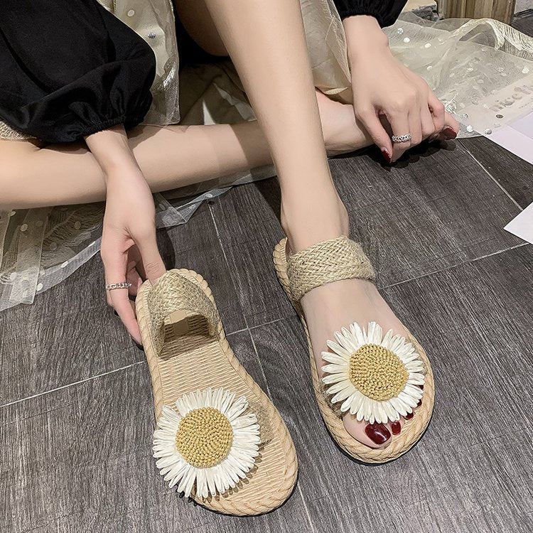Outdoor Little Daisy Slippers Women's Outer Wear Flat Low Heel Slip-on