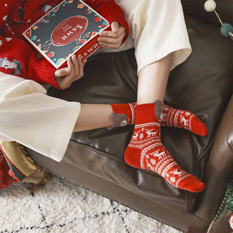 Women's Cute Fashion Mid-calf Christmas Stockings Gift Box