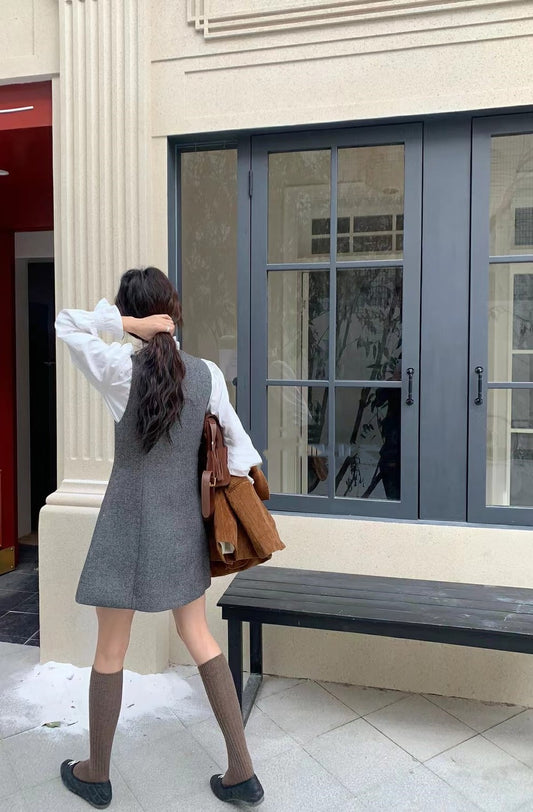 Women's Single-breasted Wool Vest Skirt