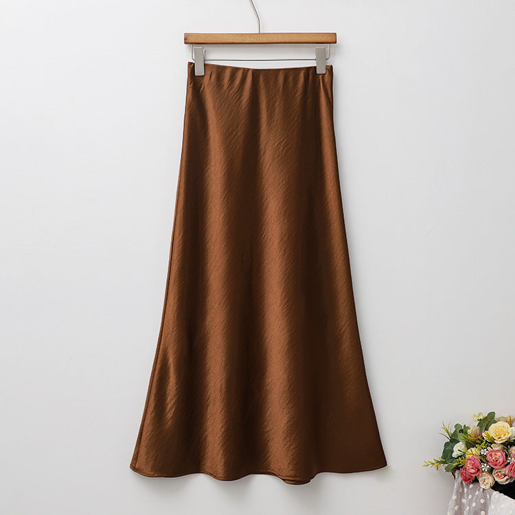 Skirt Womens Autumn High-Waisted Slimming A-Line Skirt