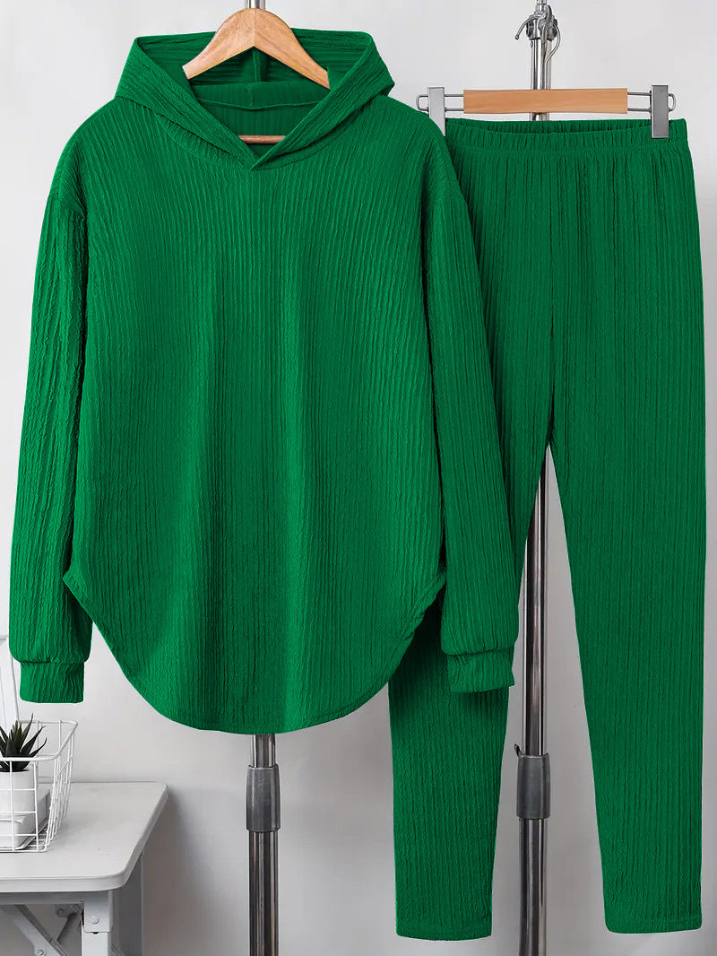 Casual Women's Long Sleeve Hooded Sweatshirt And Pants Two-Piece Set