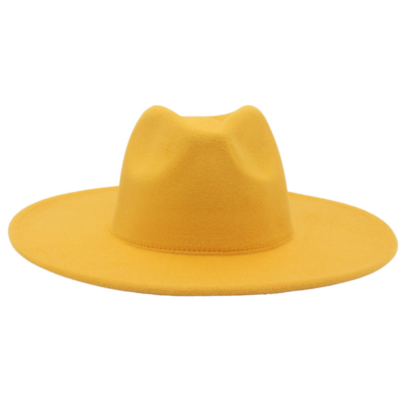 Large Brim Solid Color Cashmere Fashion Felt Jazz French Top Hat