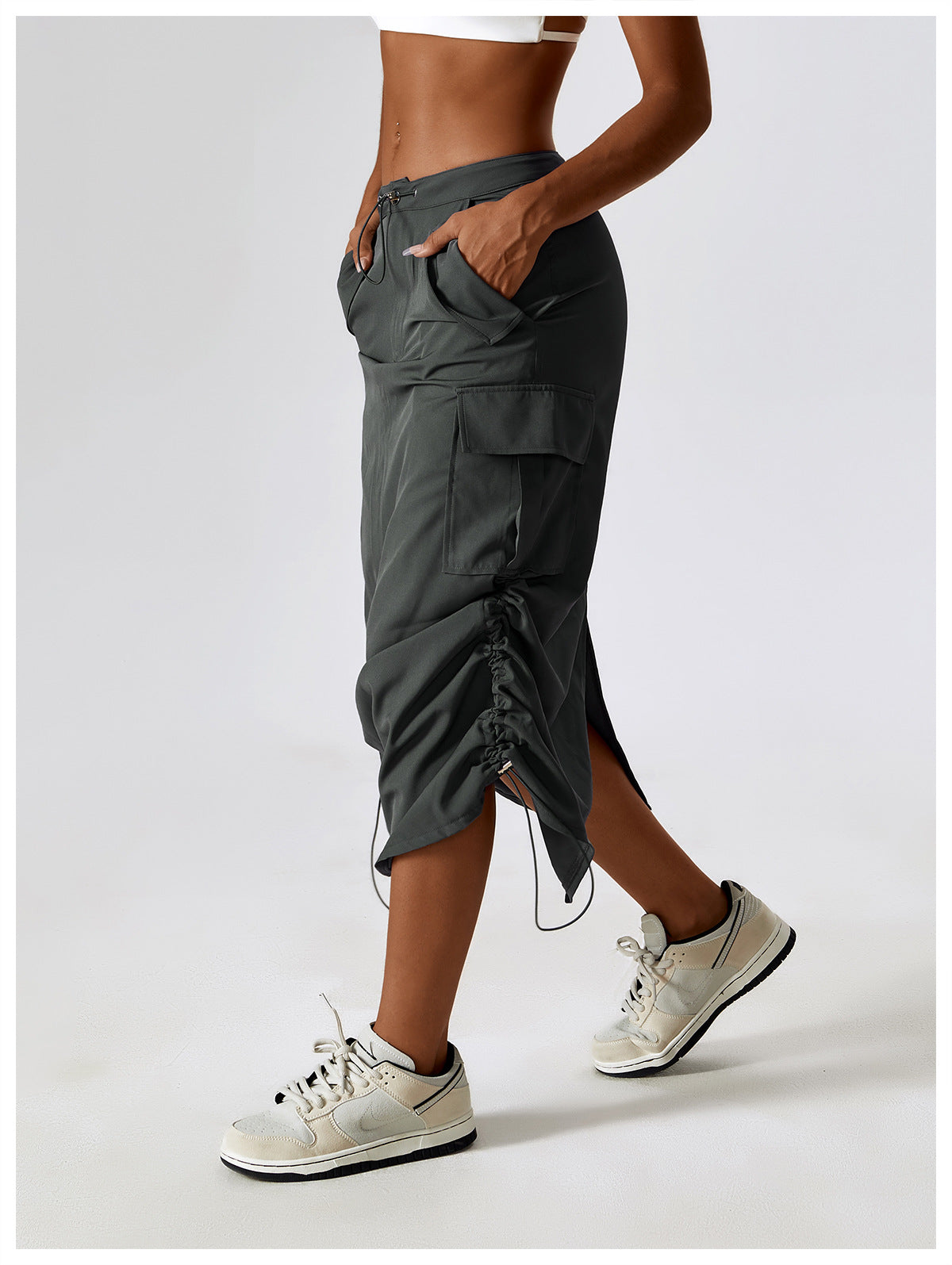 European And American Retro Suit Skirt Waist Sports Casual Skirt Mid-length All-matching Work Clothes Pocket Skirt