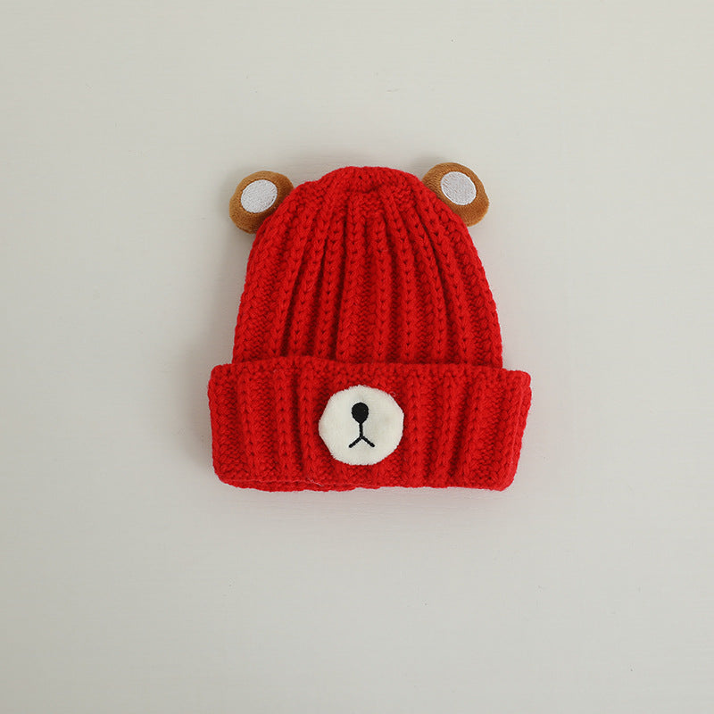 Knitted Hat Bear Candy Color Woolen Cap