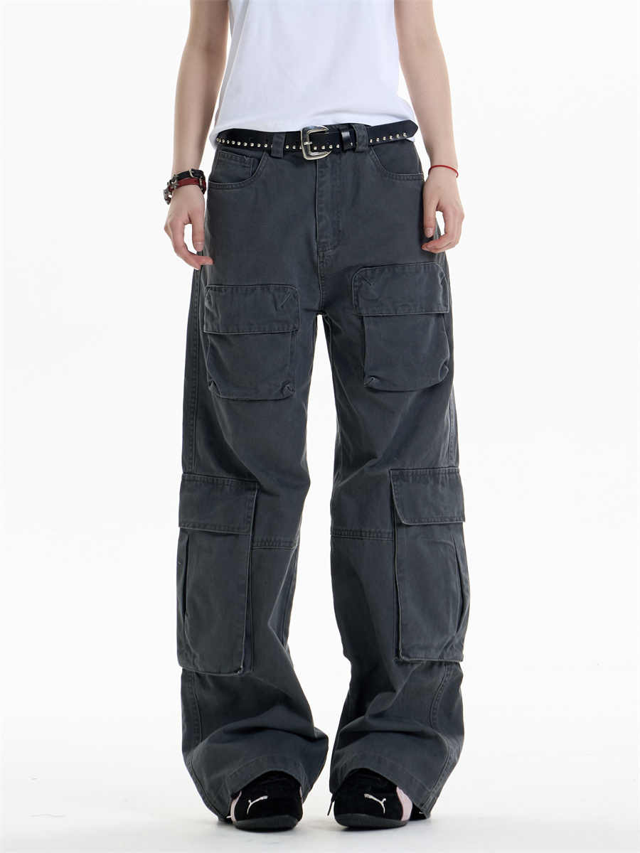 Multi-pocket Cargo Pants Women's Loose Wide Leg Straight Casual Pants