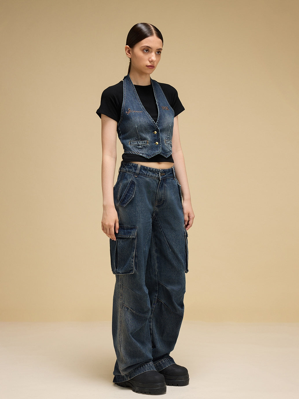 Heavy Industry Loose Wide-leg Denim Overalls