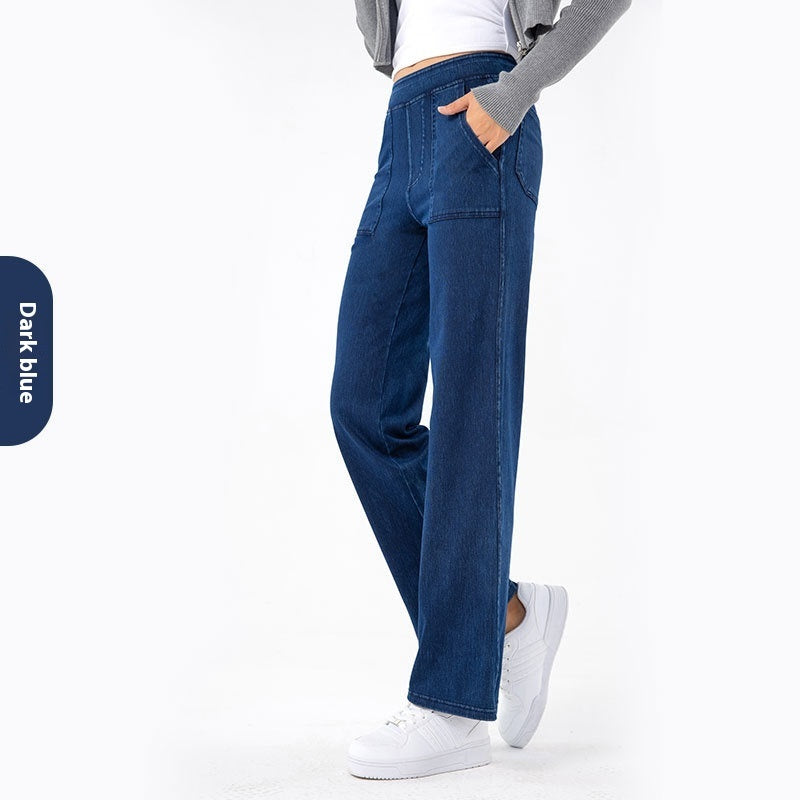 Cargo Jeans til Kvinder Retro Høj Talje Lige Brede Ben