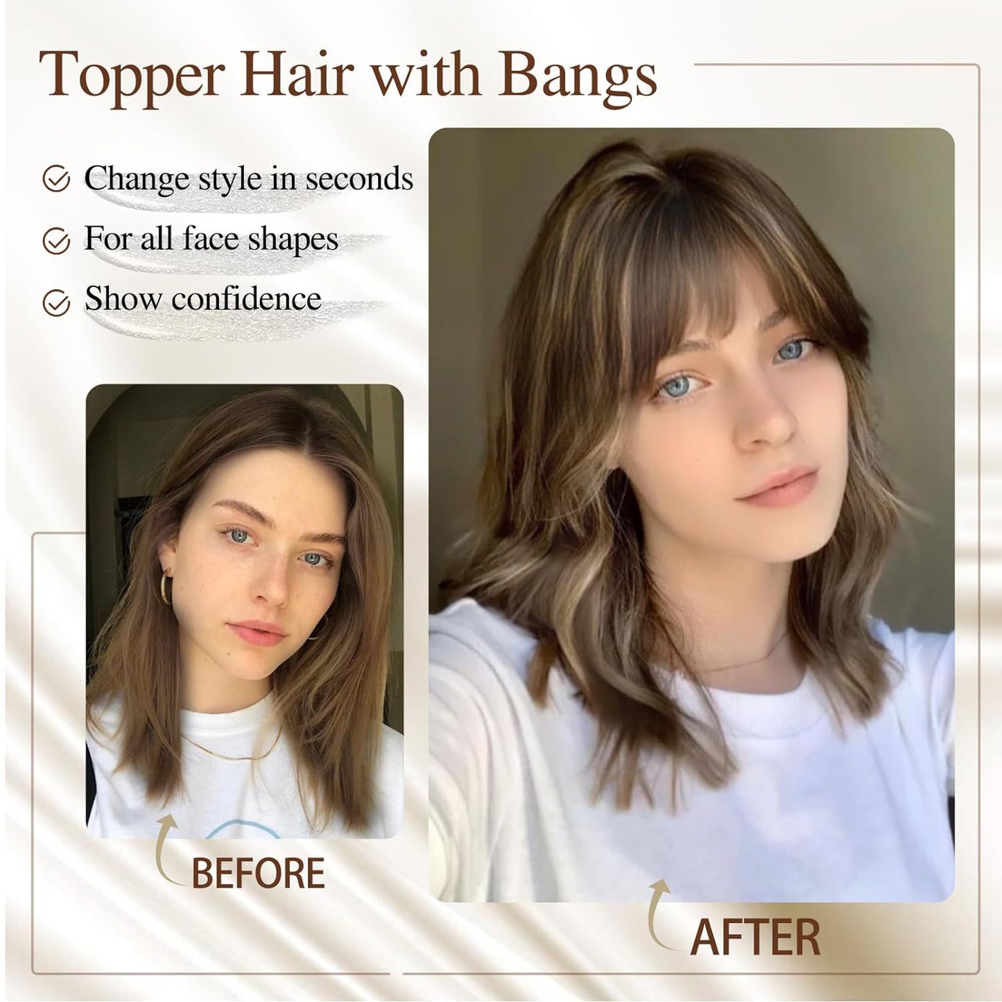 Wig Women's Natural Lightweight Breathable Cover Gray Hair Invisible