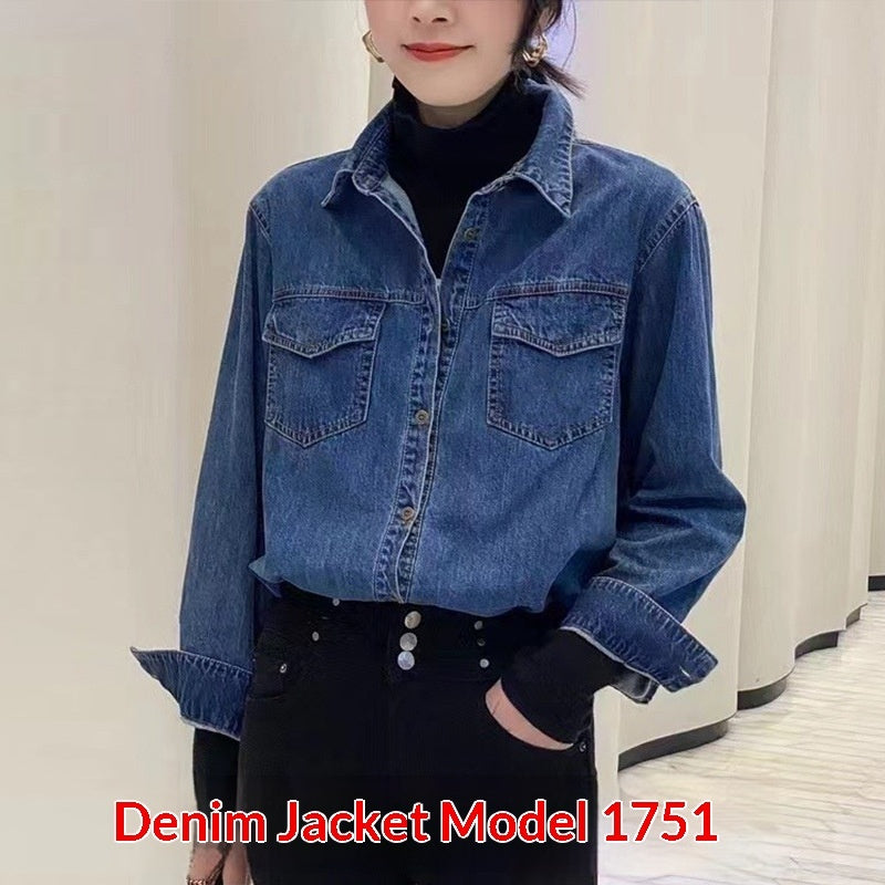 Vintage Straight-shoulder Denim Shirt With Long Sleeves For Layering