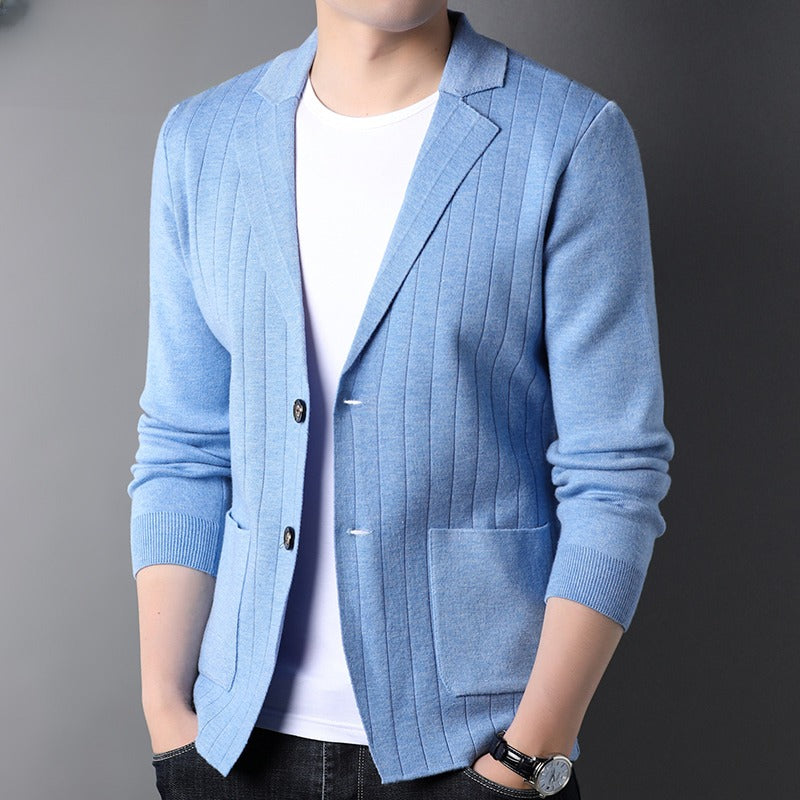 Herre Uld Strikket Habitjakke Koreansk-Stil Trendy Sweater