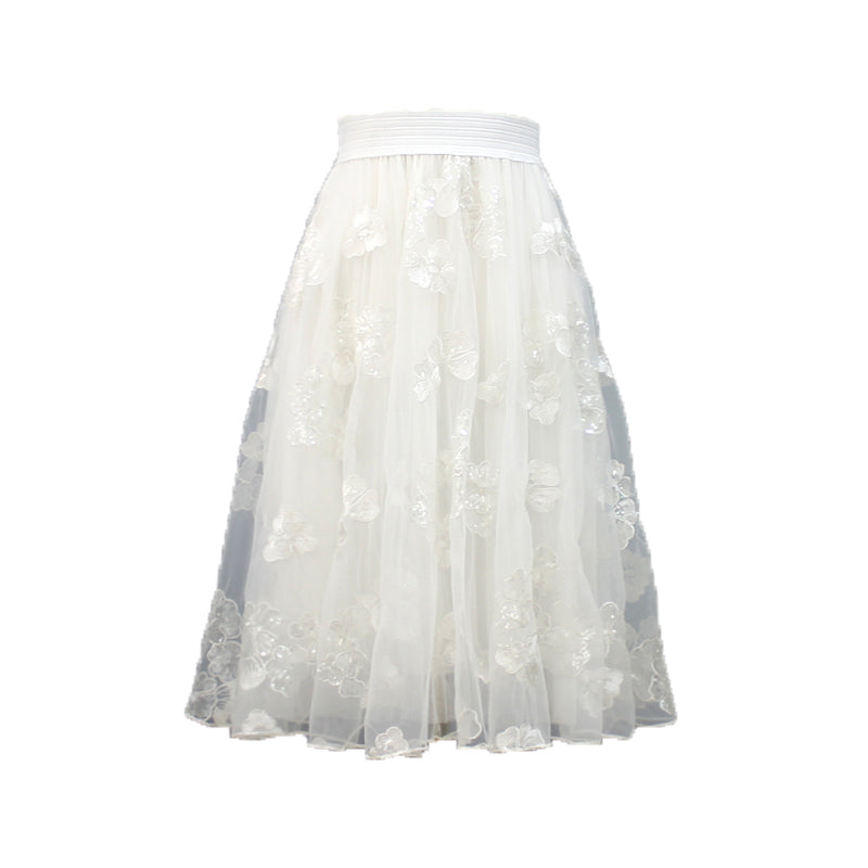 Modeperlebroderet Temperament Mesh Gaze Nederdel