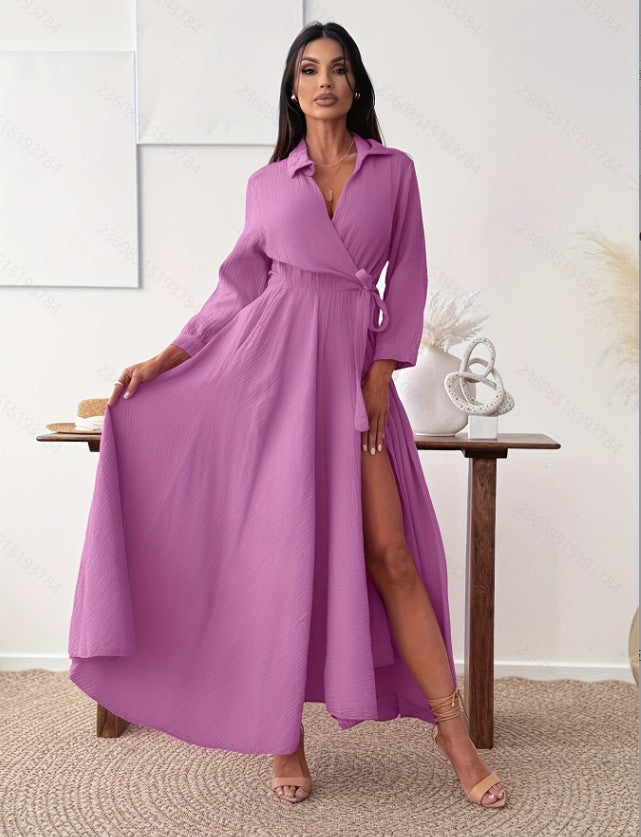 Womens Fashion Printed Long-Sleeve Dress