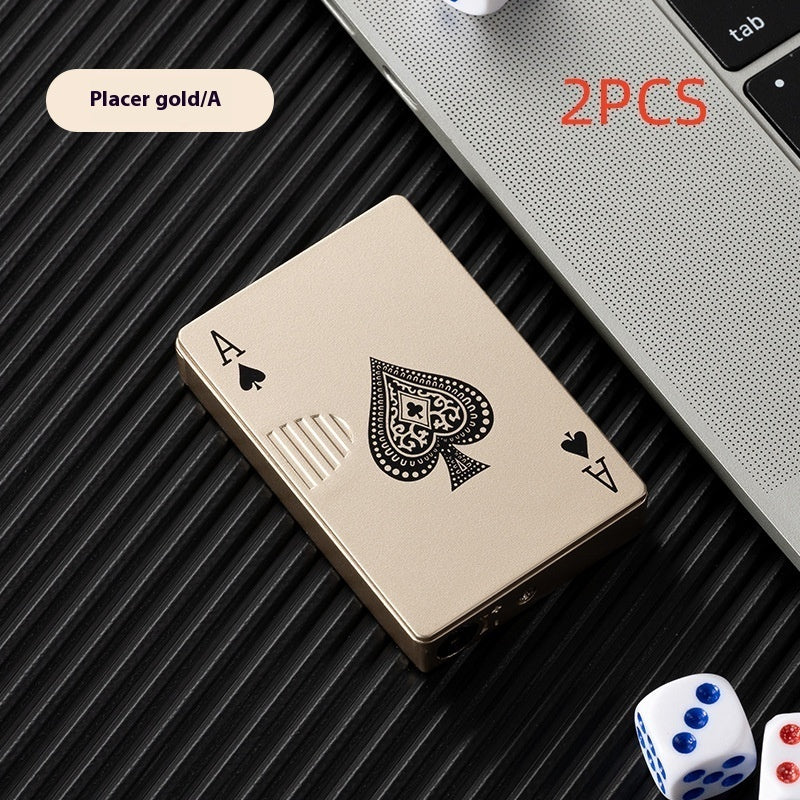 Poker Card Metal Windproof Straight Forward Creative Personalized Lighter