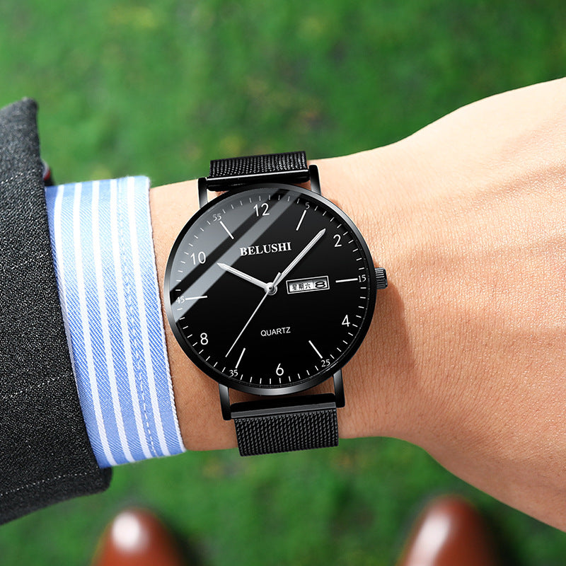 Nyt herreur business casual quartz ur vandtæt selvlysende med netrem modetrend engros fra producent
