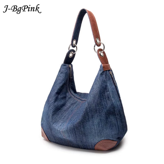 2025 Luxury Women's Denim Handbag - Oversized Blue Jean Tote and Crossbody Shoulder Bag