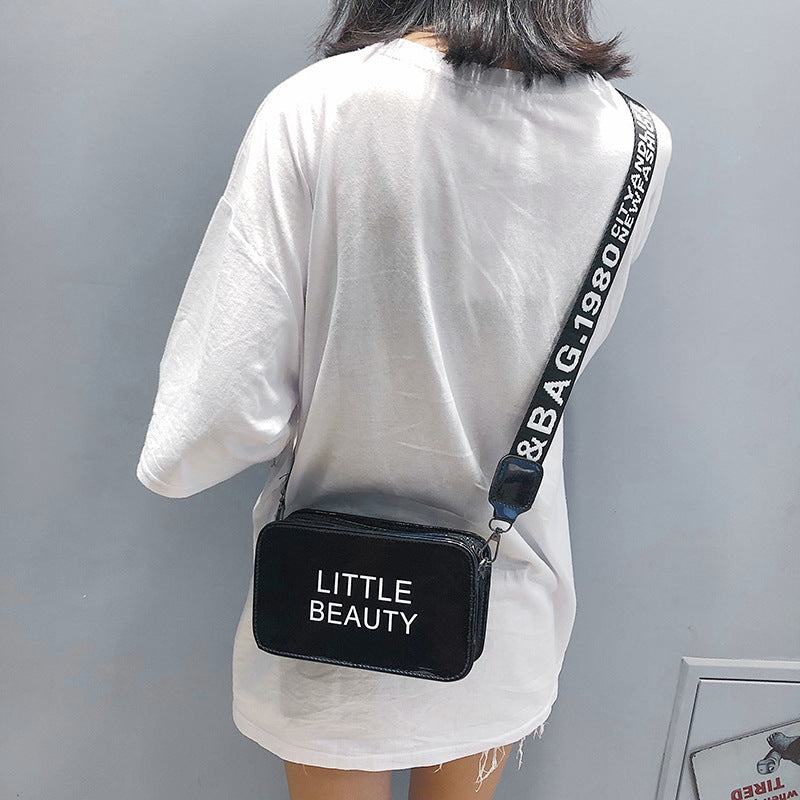 Letter wide shoulder belt laser small square bag