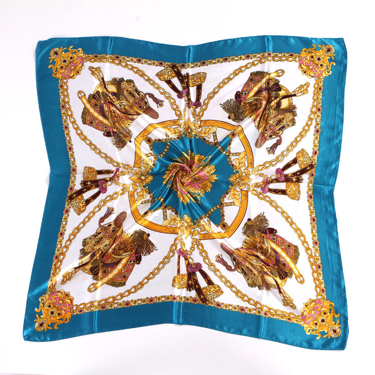 Spring And Autumn Women's Printed 90 Large Kerchief Artificial Silk Floral Scarf