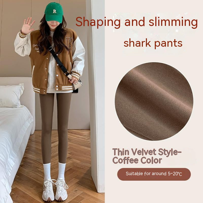 Skyfølelse Tynd Fløjl Hajbukser Efterår Og Vinter Fleeceforede Tykke Leggings
