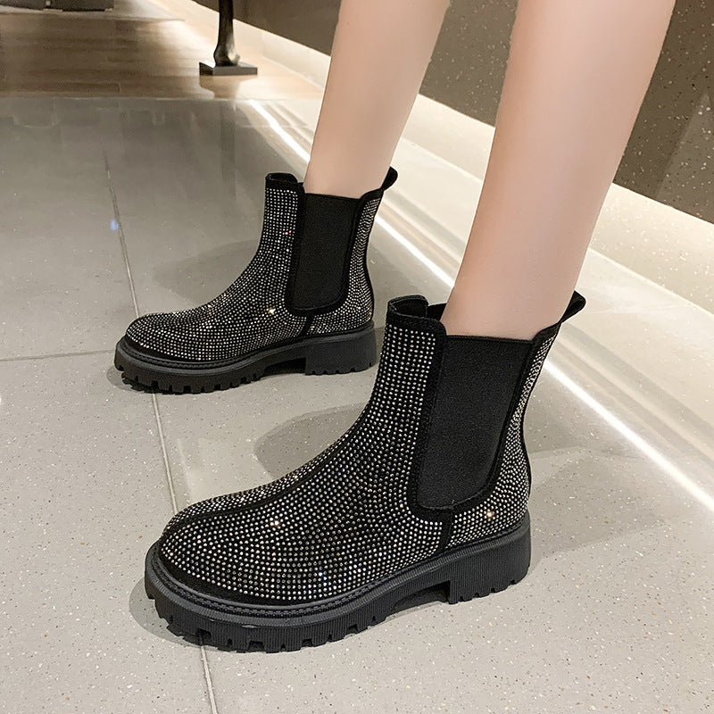Women's New British Muffin Heel Platform Martin Boots