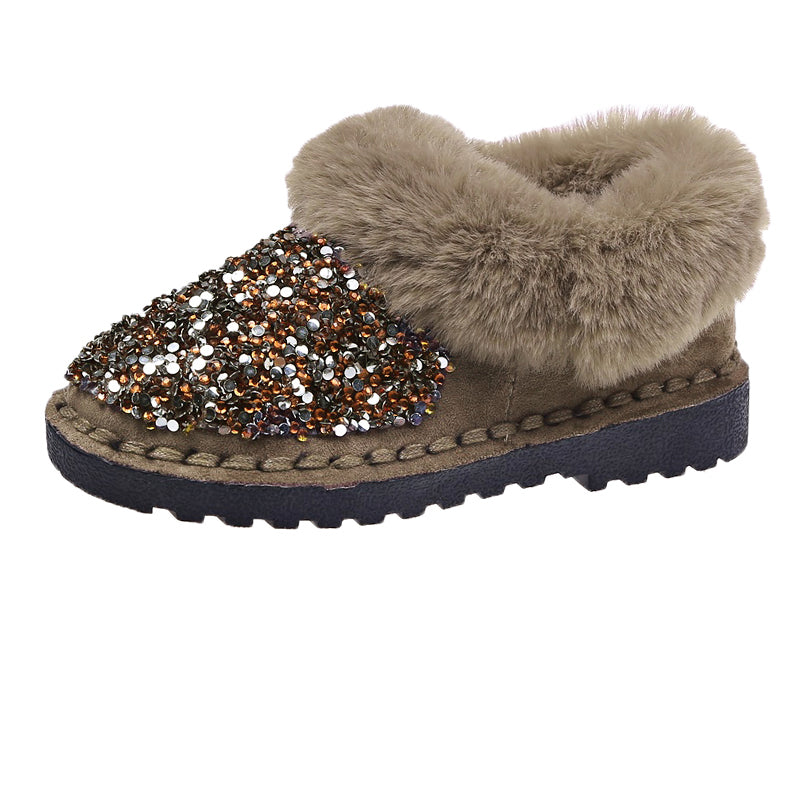 Fashion All-match Soft-soled Sequined Snow Boots Women's Fur In One