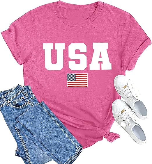 3D Digital Printing American Flag Women T-shirt