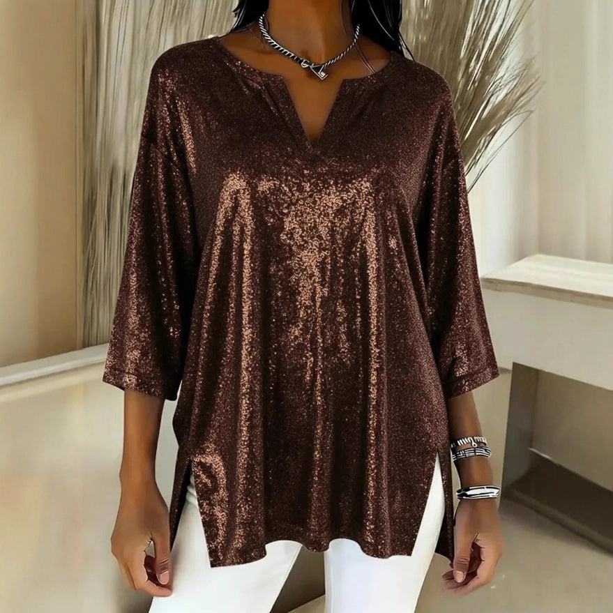Independent Site Women's Shiny Christmas Long Sleeve Top