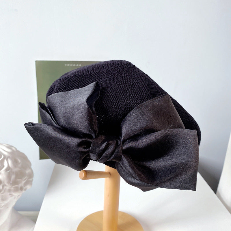 Big Bow Beret Women's Breathable Knit Hat