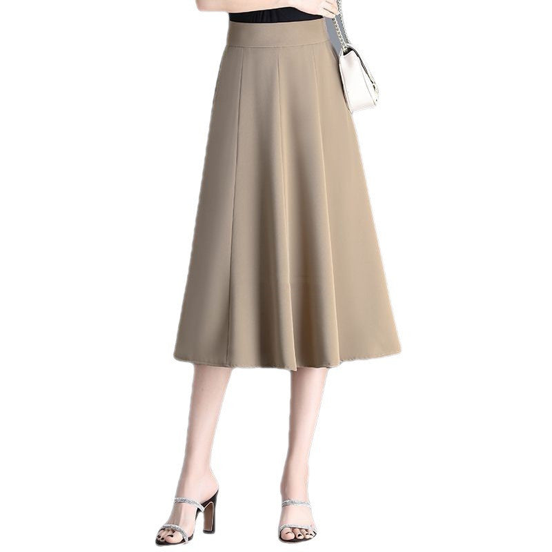 Mid-length Spring And Summer Thin Ice Silk Draping A- Line Small Umbrella Skirt For Women