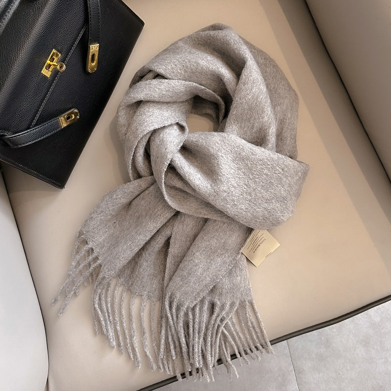 Pure Wool Students Warm-keeping All-matching Tassel Narrow Scarf Couple Wholesale