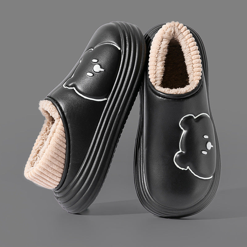 Outdoor Waterproof Cotton Slippers Women's Bag With Indoor Home Non-slip Fluffy Cotton Shoes