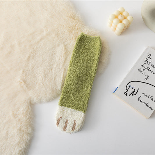 Coral Fleece Cat's Paw Home Ladies Winter Tube Socks