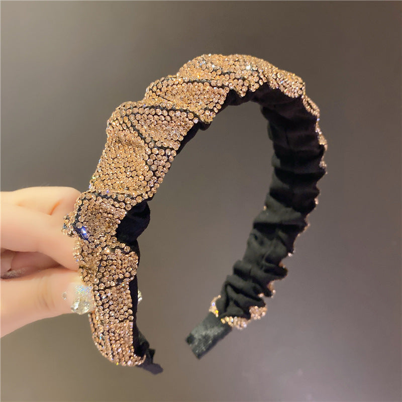 Retro French Full Rhinestone Crystal Headband Wash Face Pressure Hairband