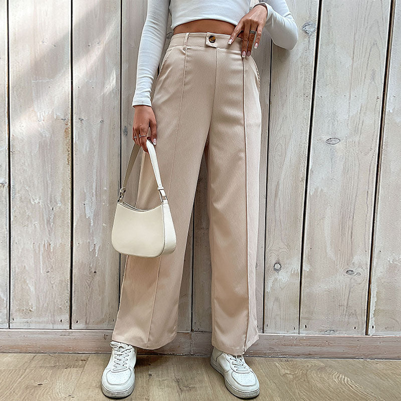 Women's Casual Slacks Splicing Straight-leg Pants