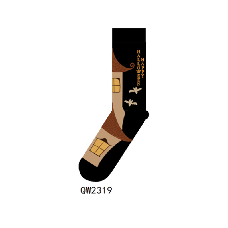 Halloween Man And Woman Cartoon Four Seasons Tube Socks