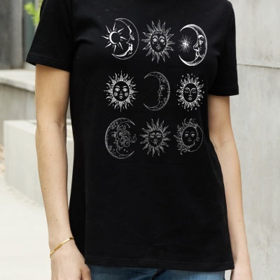 Simply Love Sun And Moon Graphic CottonT Shirt