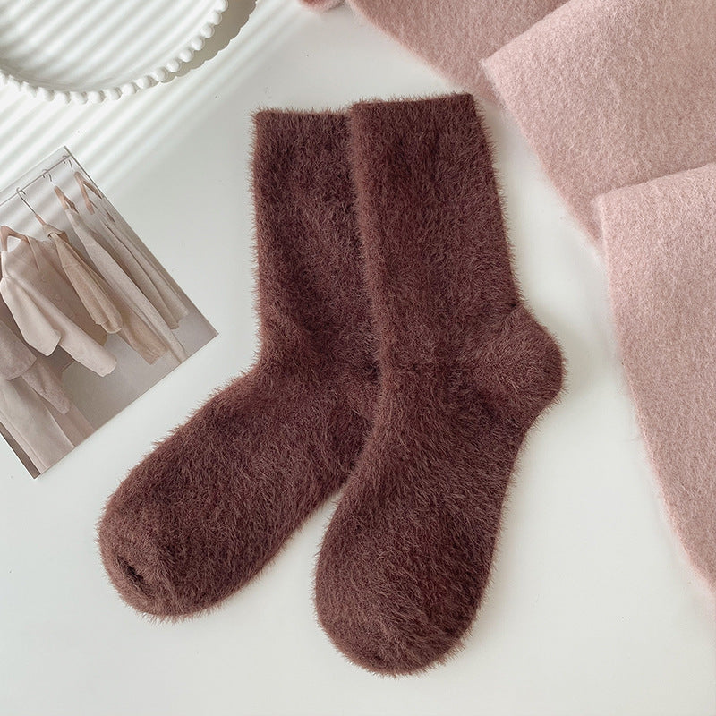 Women's Fashion Embroidered Mink Fur Socks