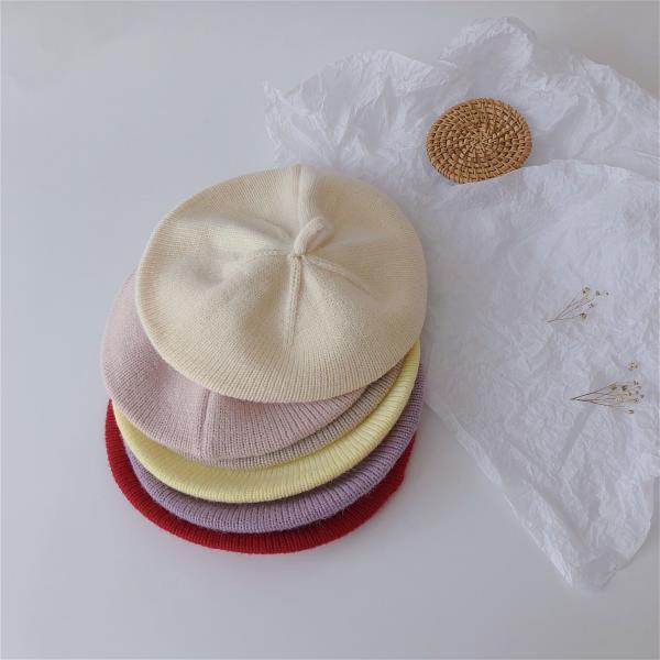 Solid Color Children's Knitted Hat Beret Hat Autumn Baby Soft Painter Yarn
