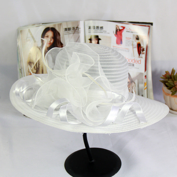 Gauze Visor Hat Organza Flower Temperament Dome