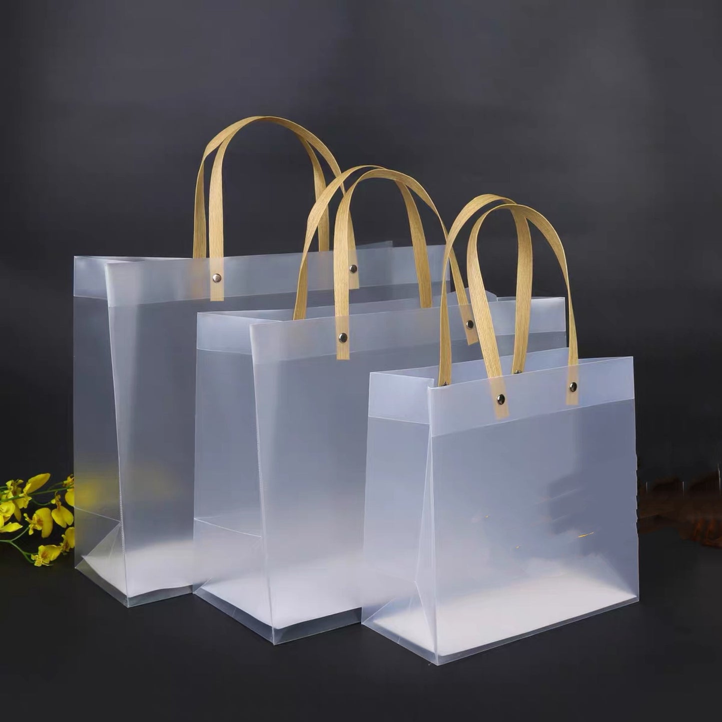 Pvc Transparent Shopping Tote Bag Pp Frosted Plastic