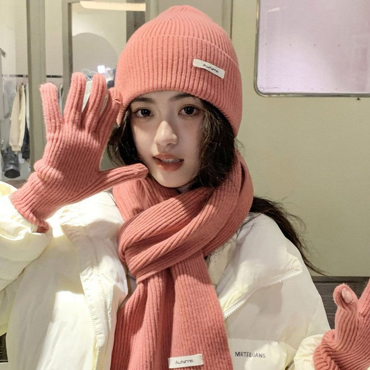 Winter 3-piece Set In Solid Color With Extra Padding For Warmth