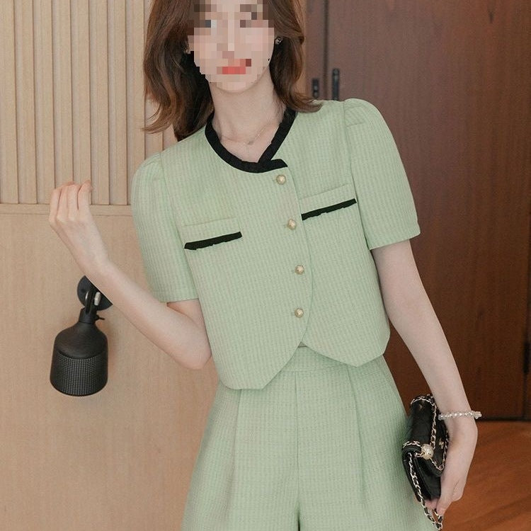Slim And Fresh Temperament Versatile Two-piece Set For Commuting