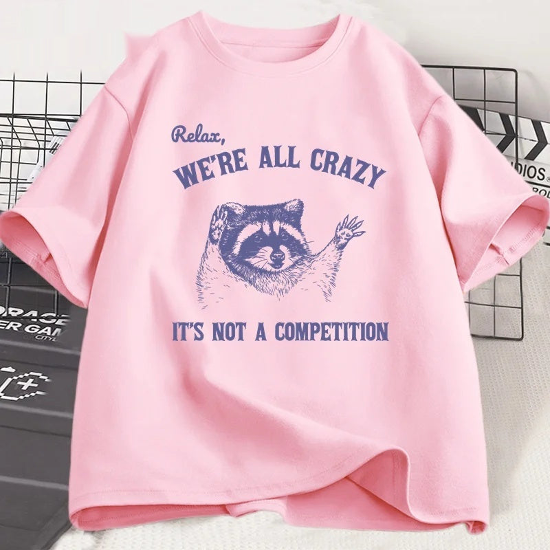 Summer Loose Short Sleeves T-shirt Men's And Women's Round Neck