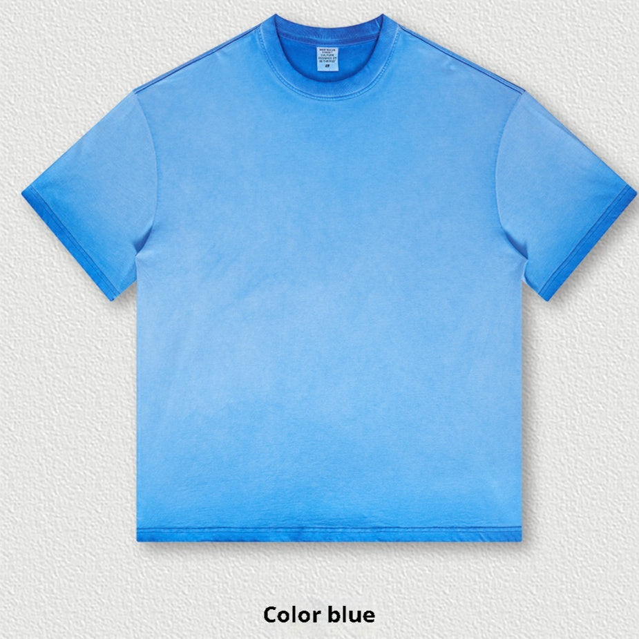 Retro Dopamine Round Neck Cotton Short Sleeve